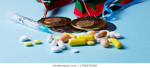 Syringe Pills Medals On Blue